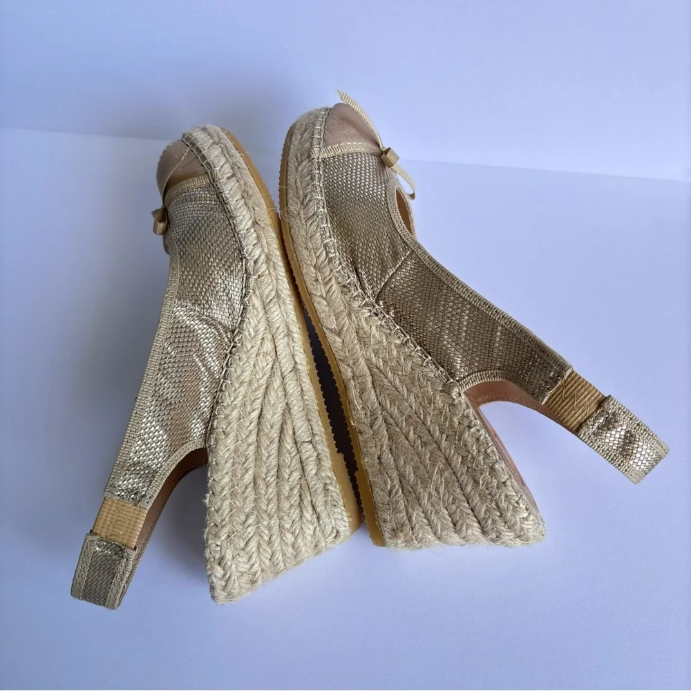 Vidorreta Sling Back Espadrille Wedges Peep Toe Size US 6 EU 36
